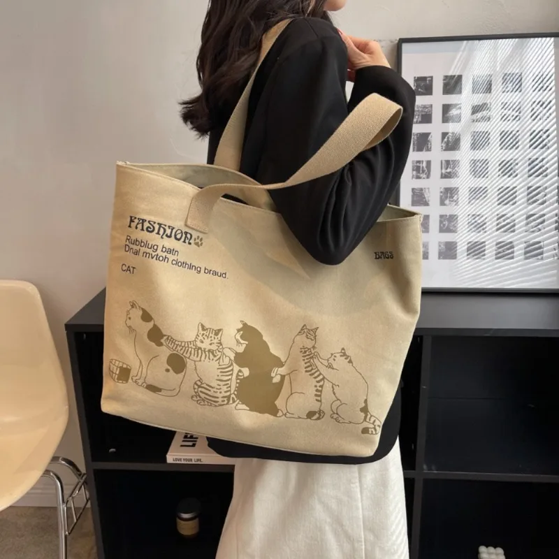 

Bag Female 2023 New Luxury Large Capacity Bag One Shoulder Canvas Bag Tide Fashion Handbag Student Class Bag Versatile Tote Bag