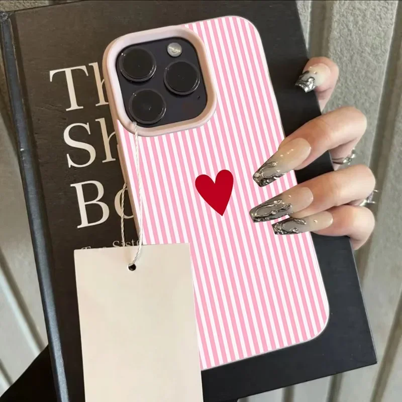 Vibrant Striped Heart Design Phone Case Cover