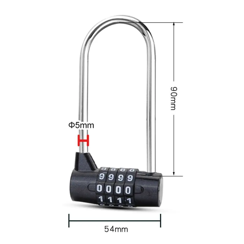 Lengthened Shackle Lock 4 Digit combination lock Anti-Theft Travel Suitcase Luggage Code Security Tools Hardware