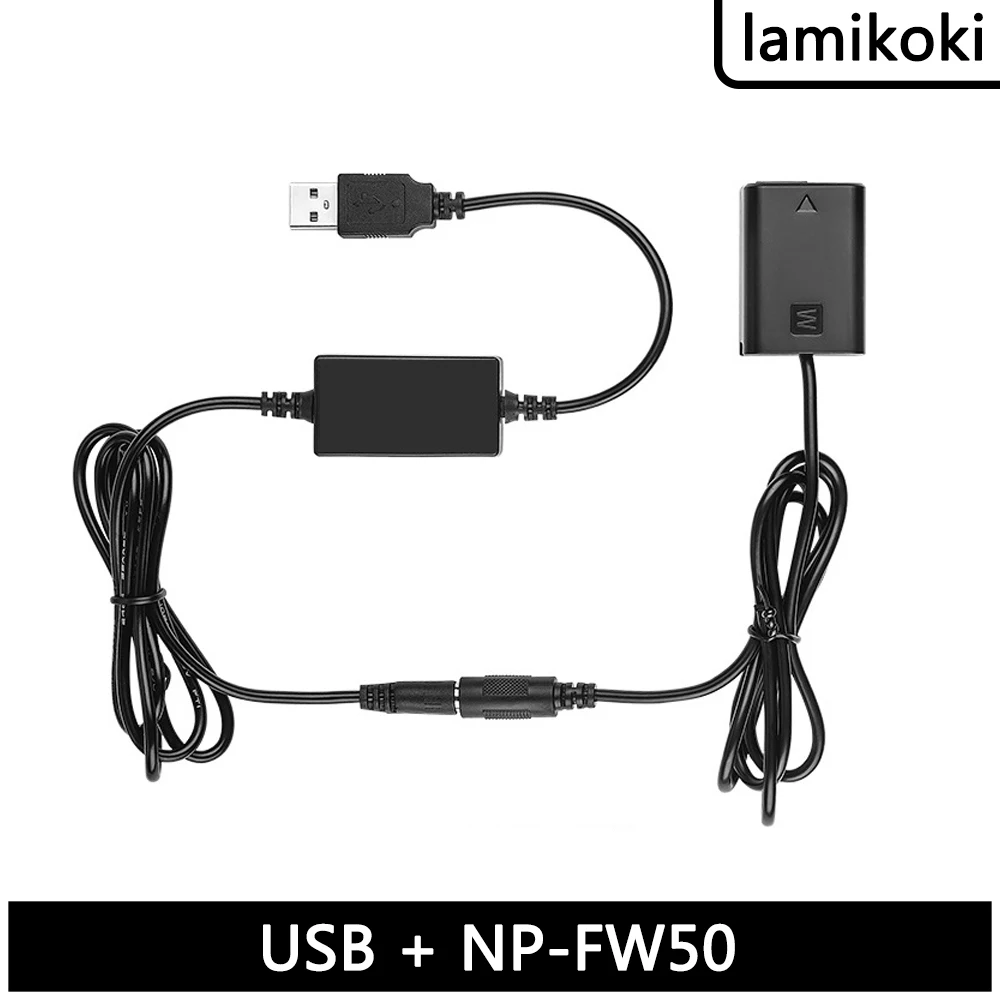 

NP-FW50 Dummy Battery+DC Power Bank USB Cable For AC-PW20 Sony NEX-3/5/6/7 Series A33 A37 A35 A55 A7 A7R A7II A6000 A6300