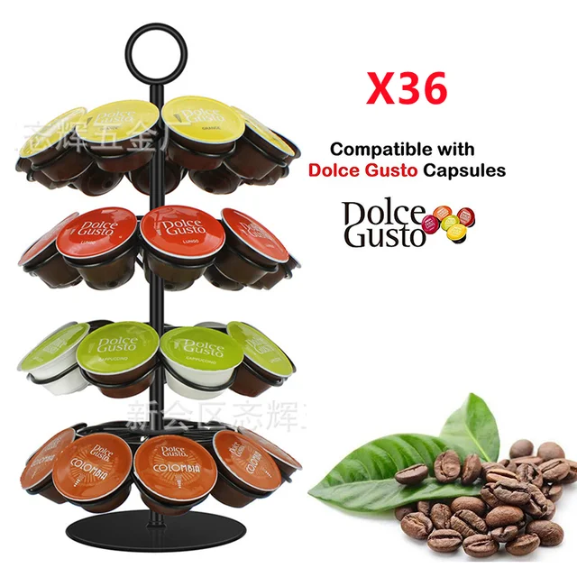 Soporte giratorio para cápsulas de café Dolce Gusto, torre de 35 tazas, soporte  para tazas K, estante de exhibición negro para cápsulas - AliExpress