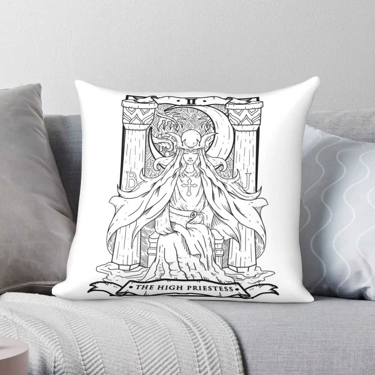 

Tarot Card The High Priestess Square Pillowcase Polyester Linen Velvet Creative Zip Decor Pillow Case Home Cushion Case