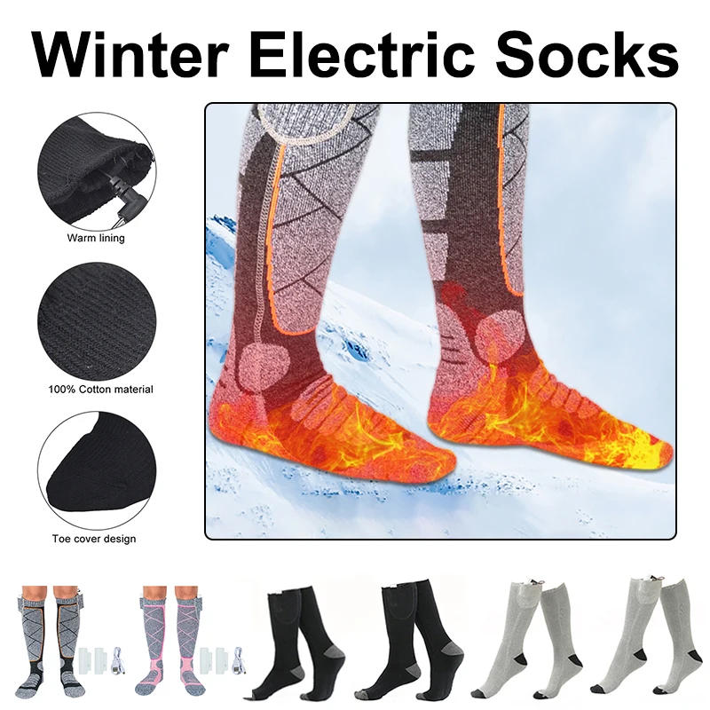 Chaussettes chauffantes électriques élastiques d'hiver, chaussettes  chauffantes respirantes pour hommes et femmes, charge Anti-froid, bas sans  batterie - AliExpress