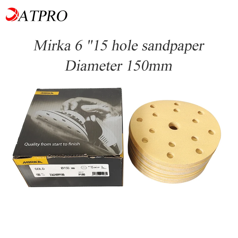 Mirka Carta Vetrata Floccata Da 6 Pollici Smerigliatrice D'Aria Da 150Mm Disco Di Carta Vetrata A Secco Rotondo Lucidatura Foglio Di Carta Vetrata 80-