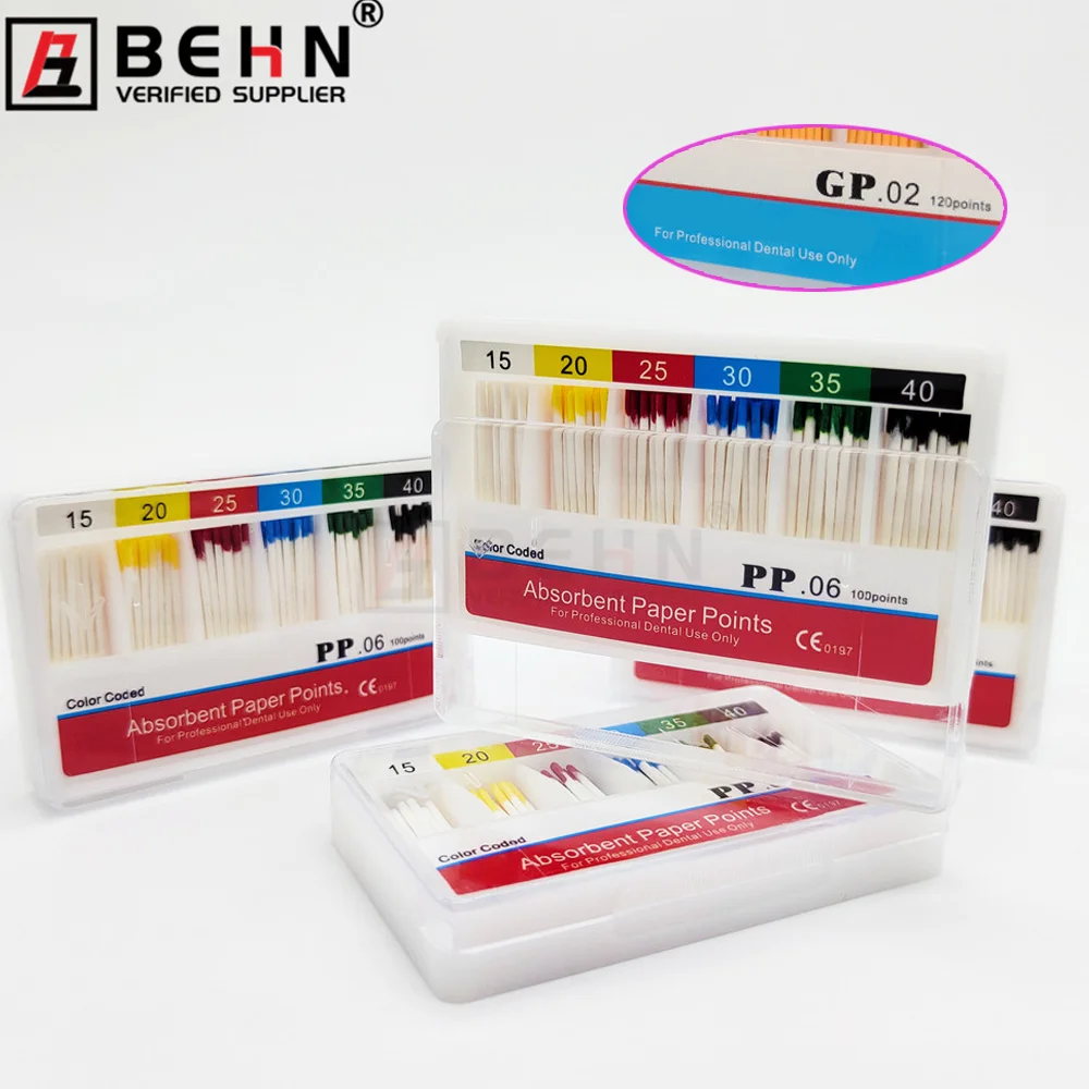 1Box Dental GP Point/Cotton Fiber Tip Taper 02 04 06 15 40 Dentistry