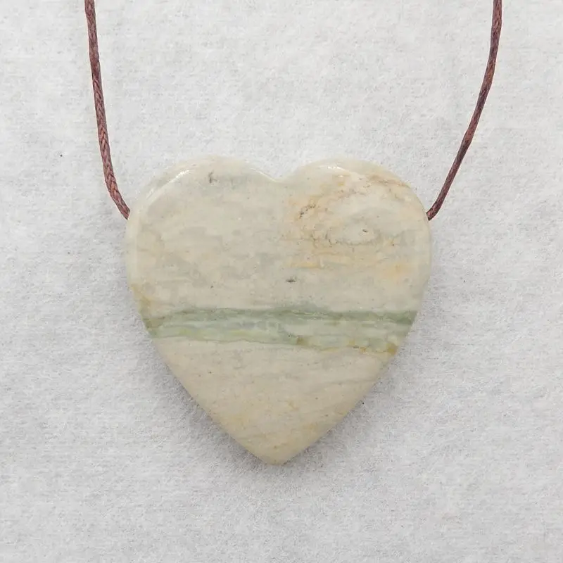 

On Sales Semiprecious Natural Stone Wave Jasper Side Drilled Heart Necklace Pendant Bead 40x39x8mm 22g