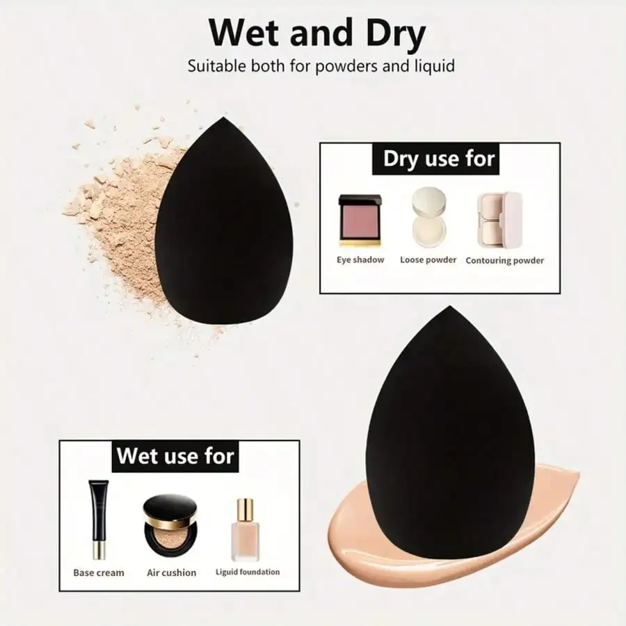 8Pcs High-Density Egg Sponges - Hydrophilic & Latex-Free for Liquid | Hypoallergenic Non-Slip Grip, All Skin Types