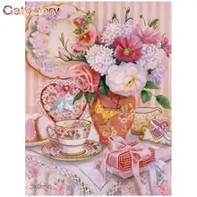 

GATYZTORY Oil Painting By Numbers For Adults Pink Flower Paint By Numbers Gift Acrylic Pigment Drawing Canvas Home Decorations