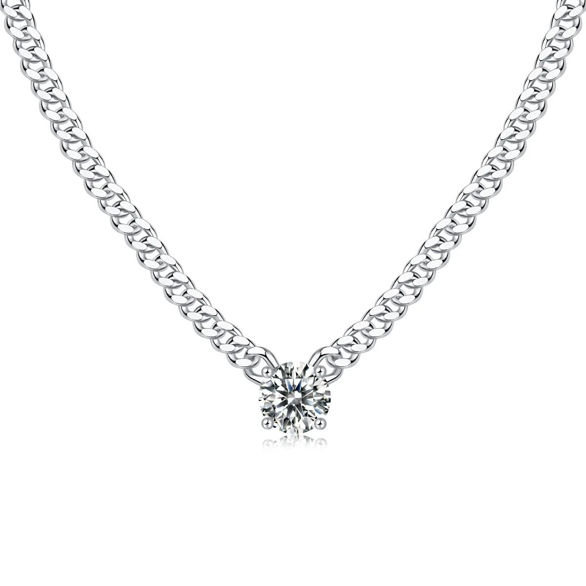 

Juzuan 1/2/3 Ct Necklace 925 Silver Moissanite Cuban Pengdant Necklaces - Certified Unisex Luxury Gift for Special Occasions