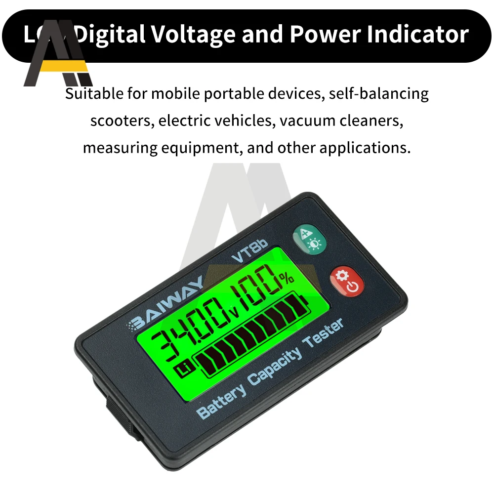 Tester di capacità della batteria digitale LCD DC 8-120V con display multiparametrico per batterie al litio per veicoli elettrici - immagine 2