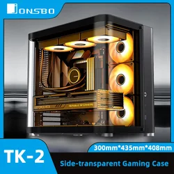 JONSBO TK-2 M-ATX Computer Case made of steel Hyperbolic Side translucent ITX Game Case 360mm water cooling Computer Chassis