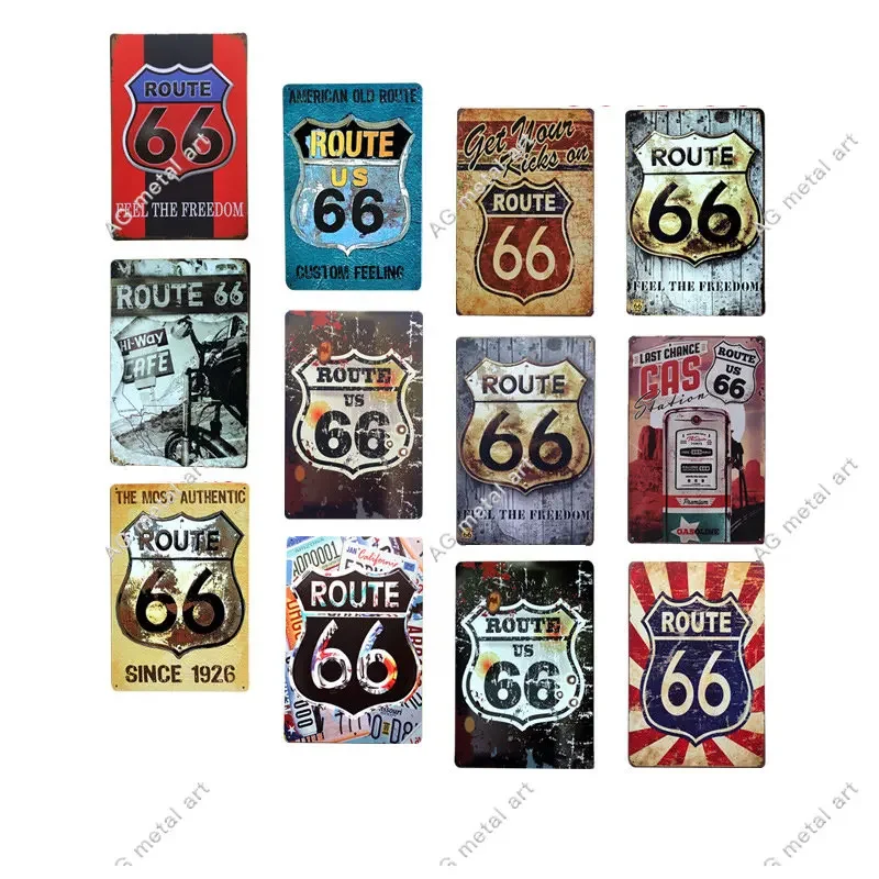 

US Route 66 художественный плакат для гаража, Декор для дома, бара, мотора, клуба, украшение на стену, винтажный металлический жестяной знак, мужская пещера, знаки для фотографий