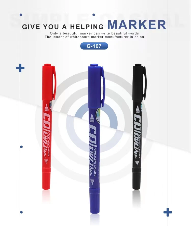 Gxin G-107 12PCS Colored Permanent Marker. Art Pens.Dual Tip.Waterproof.Practical Pen.Perfect For Industry School And Home.Color view 5