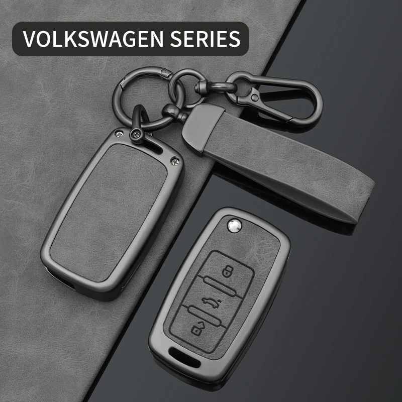 폭스바겐 VW 폴로 골프 파사트 티구안 비틀 캐디 T5 업 이오스 스코다 옥타비아 시트 레온 알테아용 가죽 자동차 키 케이스 커버 쉘