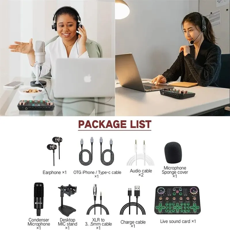 Live Sound Card Audio Interface Mixer DJ Digital Effect Noise Reduction Console USB Record For Singing