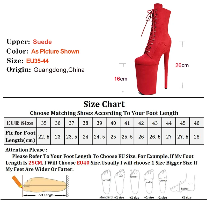 Striptease Shoes Ultrahigh Heel Suede Sexy 26cm/10Inchs Women's High-heeled Ankle Boots Lace Up Fetish Platform Steel Tube Boots