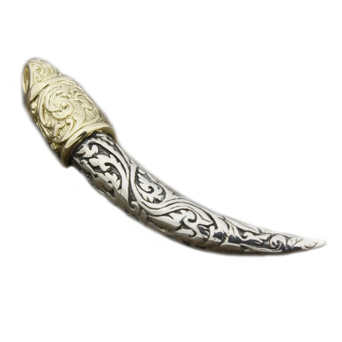 

Brass Head 925 Sterling Silver Horn Tusk Claw Pendant 8P018