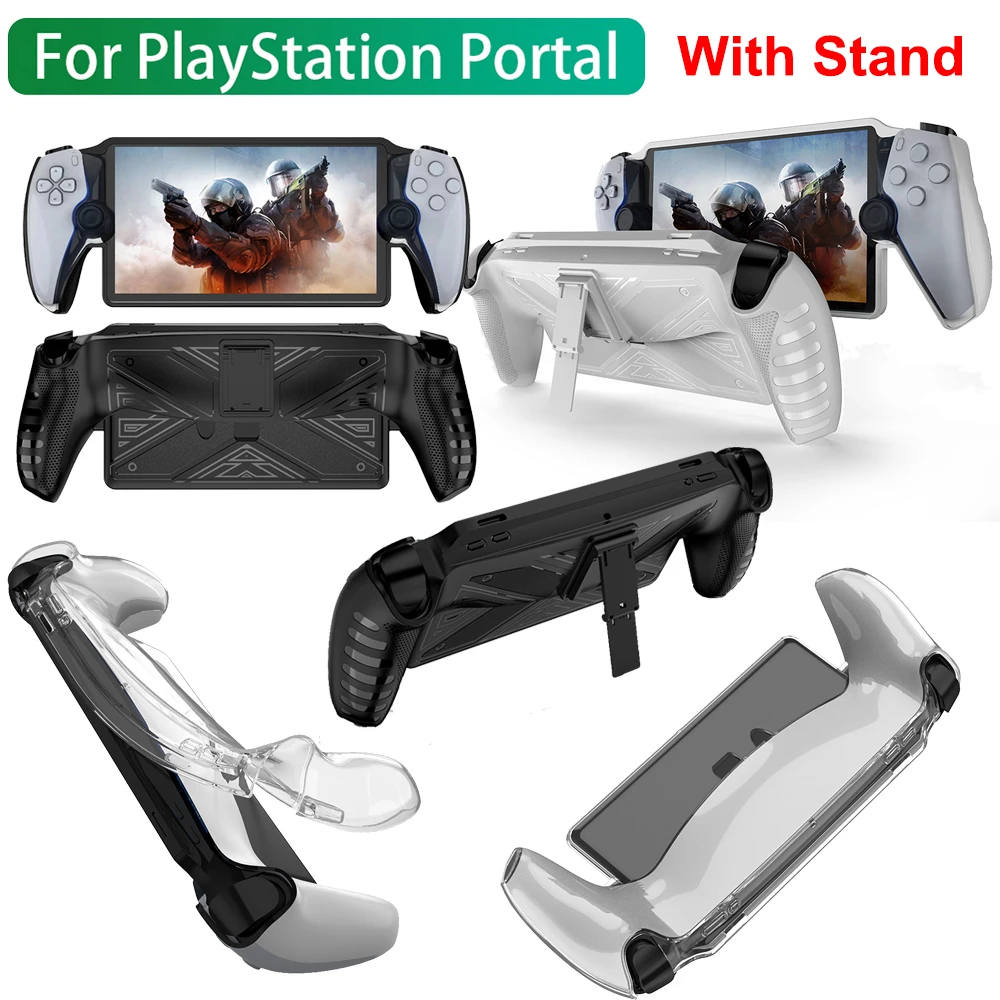 Funda protectora de TPU a prueba de golpes con soporte para Playstation  Portal (blanco)