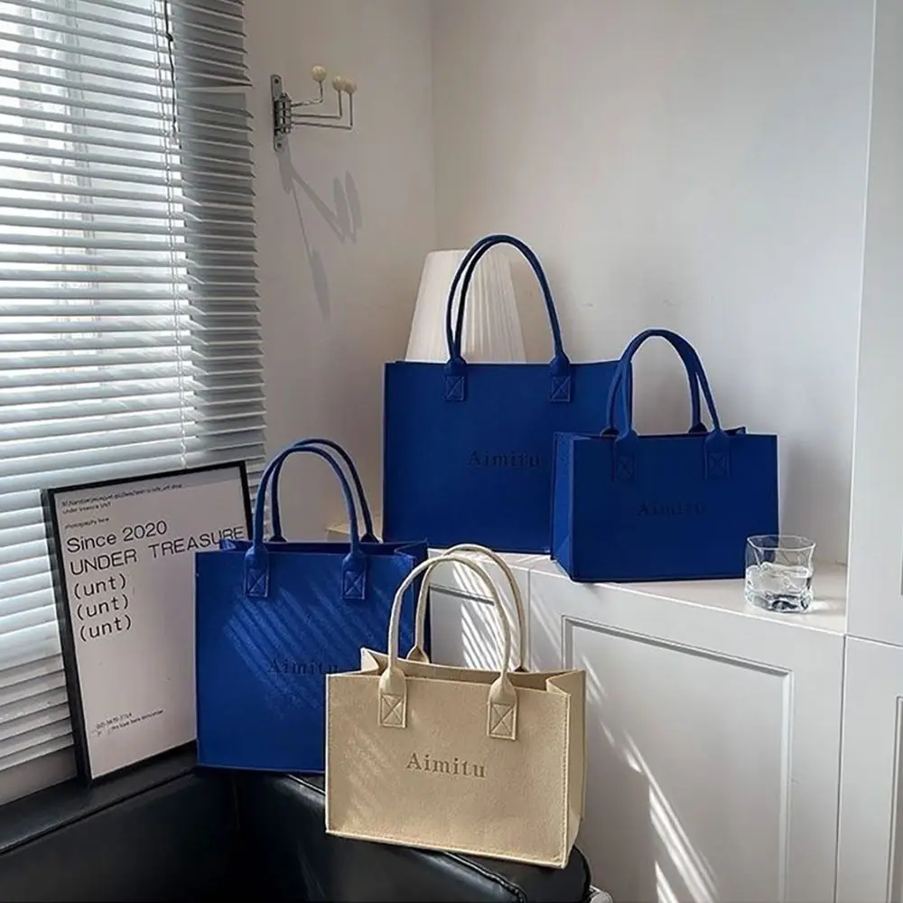 Casual Letter Felt Tote Bag Solid Color Women Shoulder Bag Large Capacity Travel Messenger Bag Simple S/M/L Crossbody Handbag