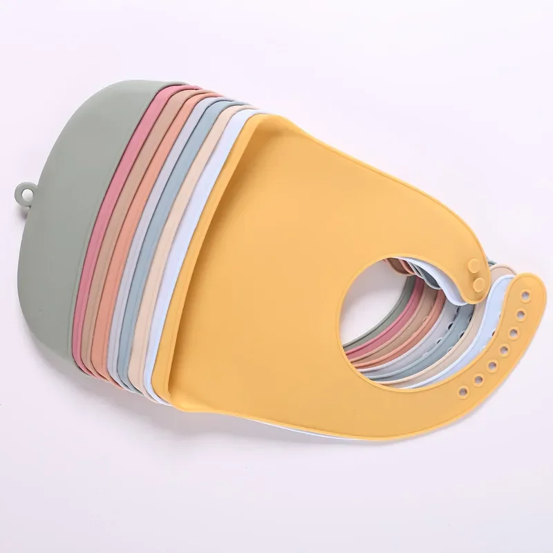 1Pcs 새로운 점심 앞치마  실리콘 Bibs  어린이 소녀 소년 방수 타액 고체 먹이 Bib  실리콘 Bib 앞치마