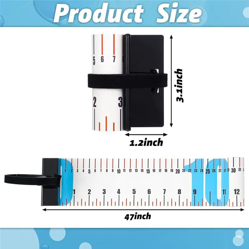 ABWR-2Pcs 47인치 낚시 자, 보트용 방수 휴대용 롤업 접이식 자, 범프 보드 포함