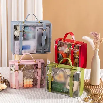 Valigia leggera di lusso trasparente confezione regalo custodia portatile in acrilico finestre visibili scatola regalo multicolore Capodanno