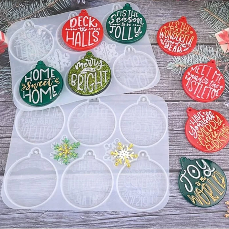

1set Christmas Ornament Resin Mold Snowflake Silicone Casting Molds DIY Craft Supplies for Ornament Keychain Pendant Making
