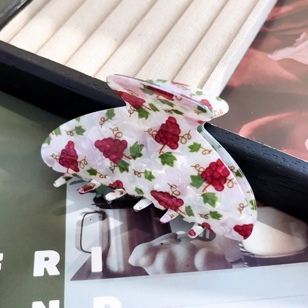 Koreanische Acryl Haar Klaue Clips für Frauen Und Mädchen Blume Früchte Design Dicke Dünne Haar Styling Zubehör Schweiß Fangen Hairgrip – Detail 10