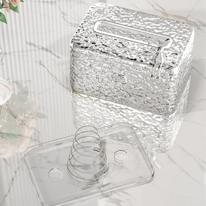 Water Ripple Tissue Box Living Room Desktop Transparent Glacier Pattern Tissue Box Home Coffee Table Napkin Plastic Storage Box 4