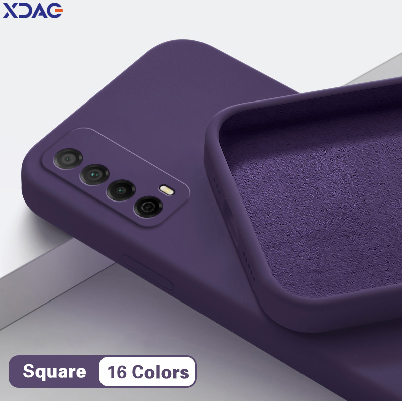 Original Square Phone Case for Huawei PSmart P Smart Z S Pro Plus 2018 2019 2021 Simple Liquid Silicone Classic Back Cover Shell