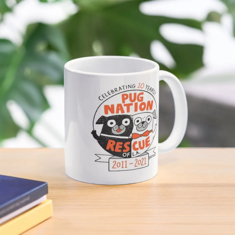

Pug Nation Rescue 10 Year AnniversaryCoffee Mug Porcelain Mug