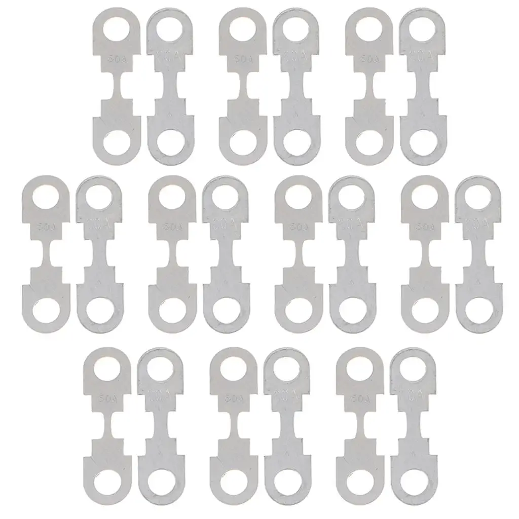 20PCS 12V 60A 50A Car Flat Metal Fuse Strip 42X12mm Silver for VW for audi SEAT