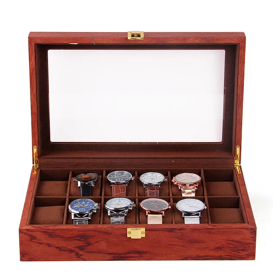 Elegant Wooden Watch Storage Box with Velvet Lining