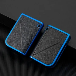 Premium Leather Car Key Cover - Smart Key Protector with 3 - Button Design (Blue key case)