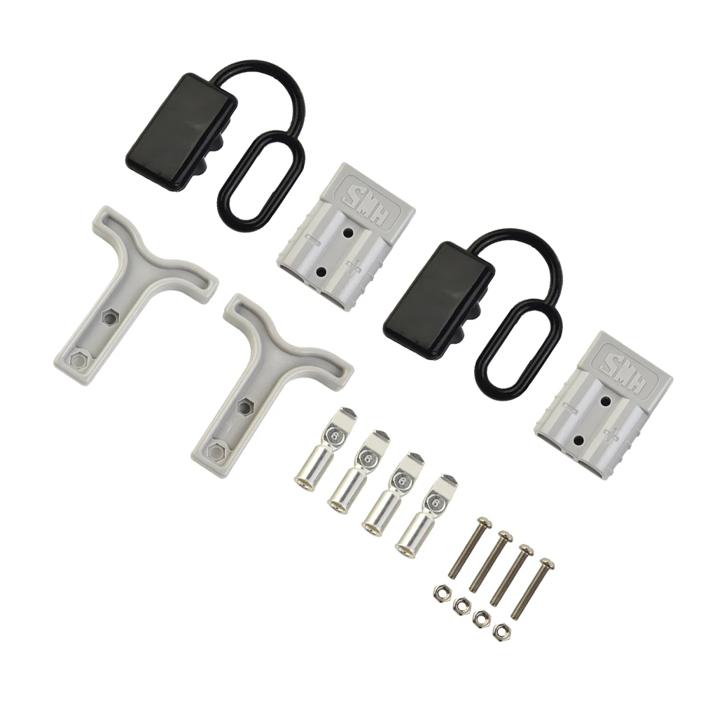 2 Pair Anderson Style Plug Connectors 50 AMP T Handle Dust Cap Cover Solar Connector Dust Cover Battery Plug 6-12 Gauge Wire