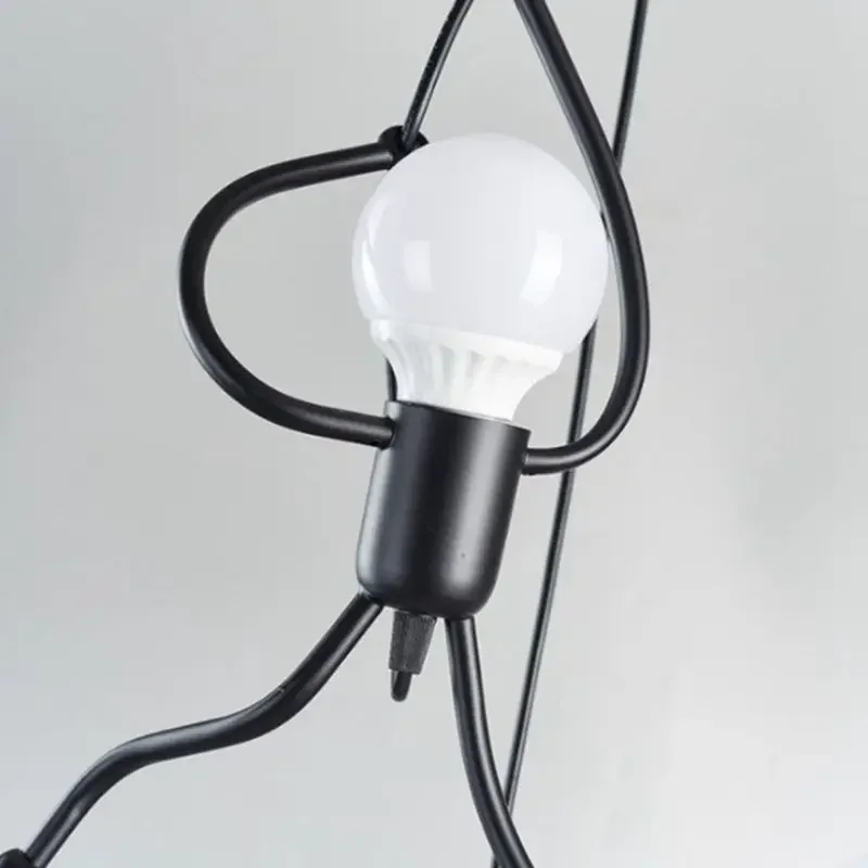 LED Chandelier Vintage Modern Little Man Ceiling Lamp Children's Room Bedroom Decor Black E27 Pendant Light