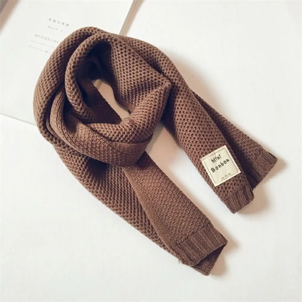 1 Pc Comfortable Children Scarf Ins Versatile Solid Color Knitted Shawl For Girl Baby Kids Warm Simple Korean Style Wrap