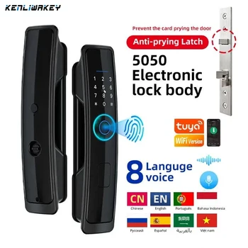 Tuya 스마트 홈 전자 잠금 장치, 와이파이 앱 지문 생체 인식 카드, TTLock 앱, 디지털 비밀번호, 키리스 스마트 문짝 잠금 장치 보안
