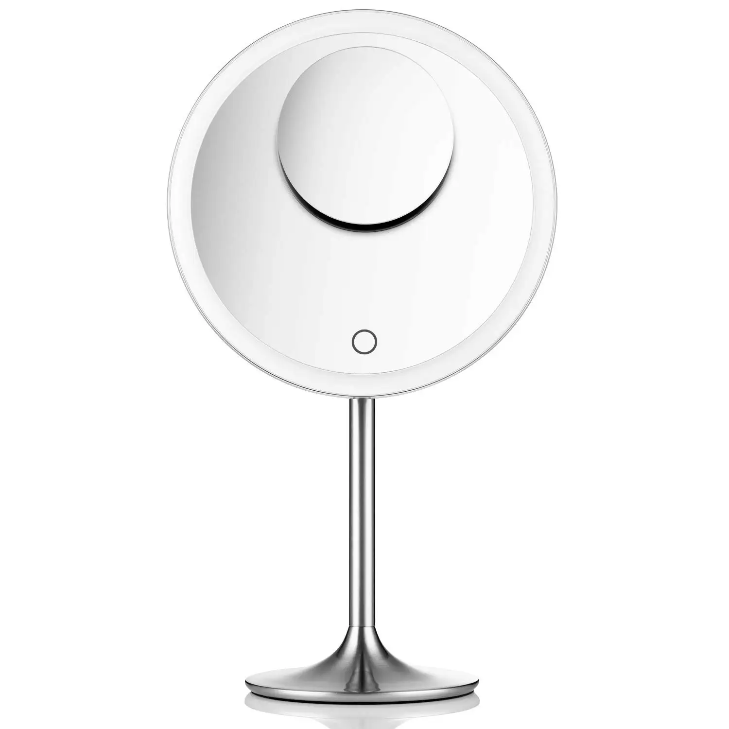 

9" Lighted Makeup Mirror Pro, 5X Magnification, Rechargeable & Cordless, Adjustable Brightness Touch Activated