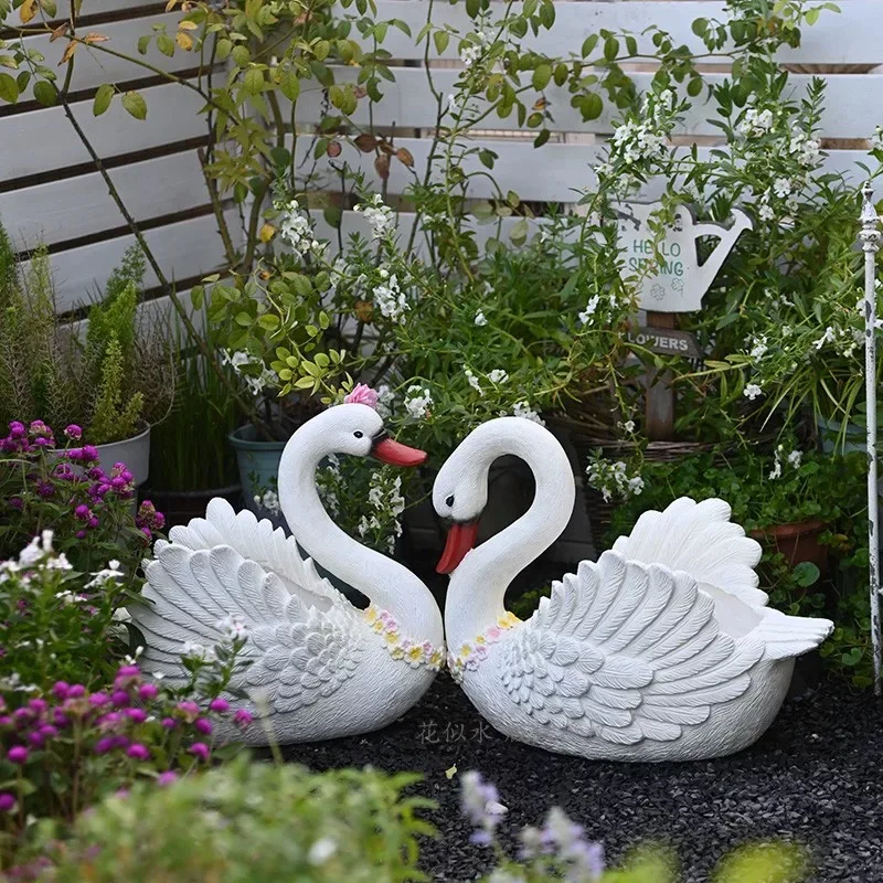 Swan Flower Pot Simulation Animal Resin Crafts Courtyard Balcony Garden Layout duck flower pot decoration outdoor decoration 1Pc