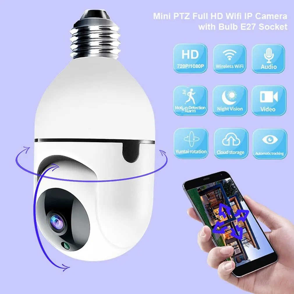 

Wireless Activity Security 200M Panoramic Bulb Camera Surveillance Adjustable Multifunctional Webcam With 2 Way Tracking Slots