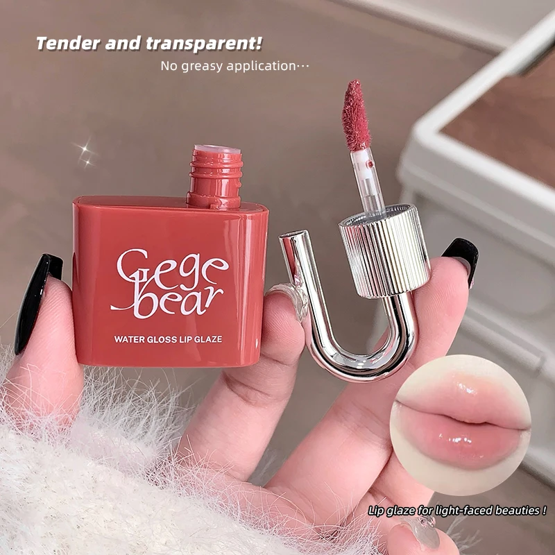 Lock Shine Gloss Lip Tint Hydrating Mirror Jelly Lip Glaze Water-light Gloss Long Lasting Waterproof Glossy Berry Red Tint