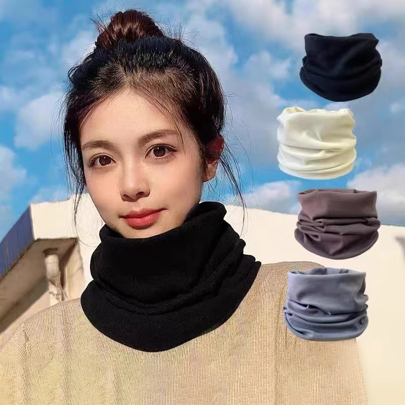 Solid Color Short Velvet Scarf for Women Winter Warm Fake Collar Cover Unisex Cycling Neck Protection Scarves Plush Neckerchiefs 2