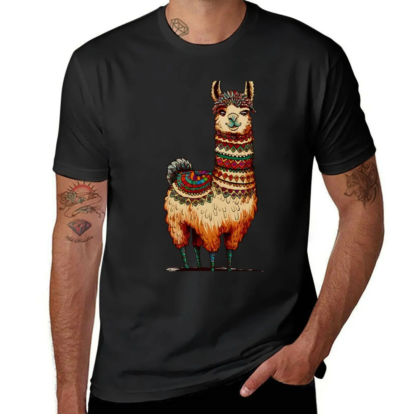 

Colorful Fuzzy Llama T-shirt tees customs design your own customs sports fans t shirts men
