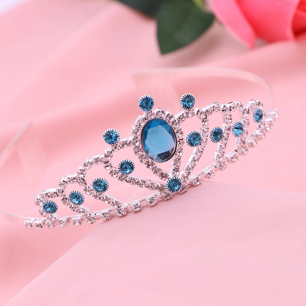 Hair Band Tiara Rhinestone Tiara Headband Hearts Tiara Elegant Birthday Fashion Colorful Rhinestone Tiara Hair Accessories