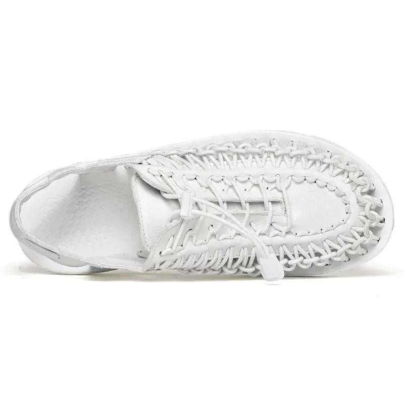 2024 New Leisure Men's Spring/Summer Knitted Sandals Fashionable and Trendy Beach Shoes with A Headband and One Step Lazy Shoes