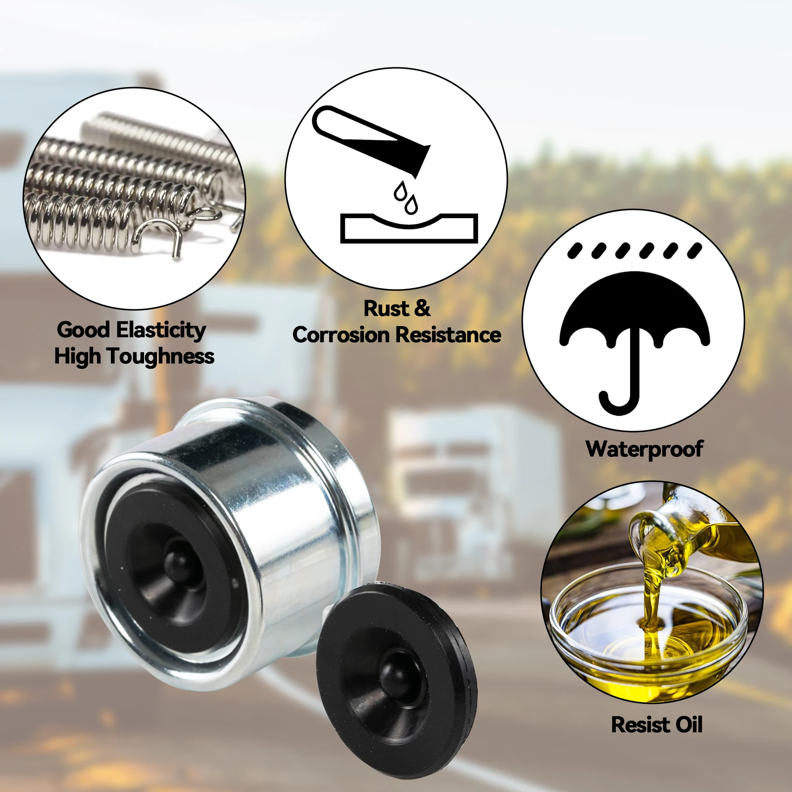 SUNCARACCL 4 Pack Trailer Hub Cap Rubber Plugs, Fits 1.98 Inch Trailer Hub Dust Caps, Rubber Grease Plug For Most 2000 To 3500 Pound Dexter EZ Lube Trailer Camper Axle