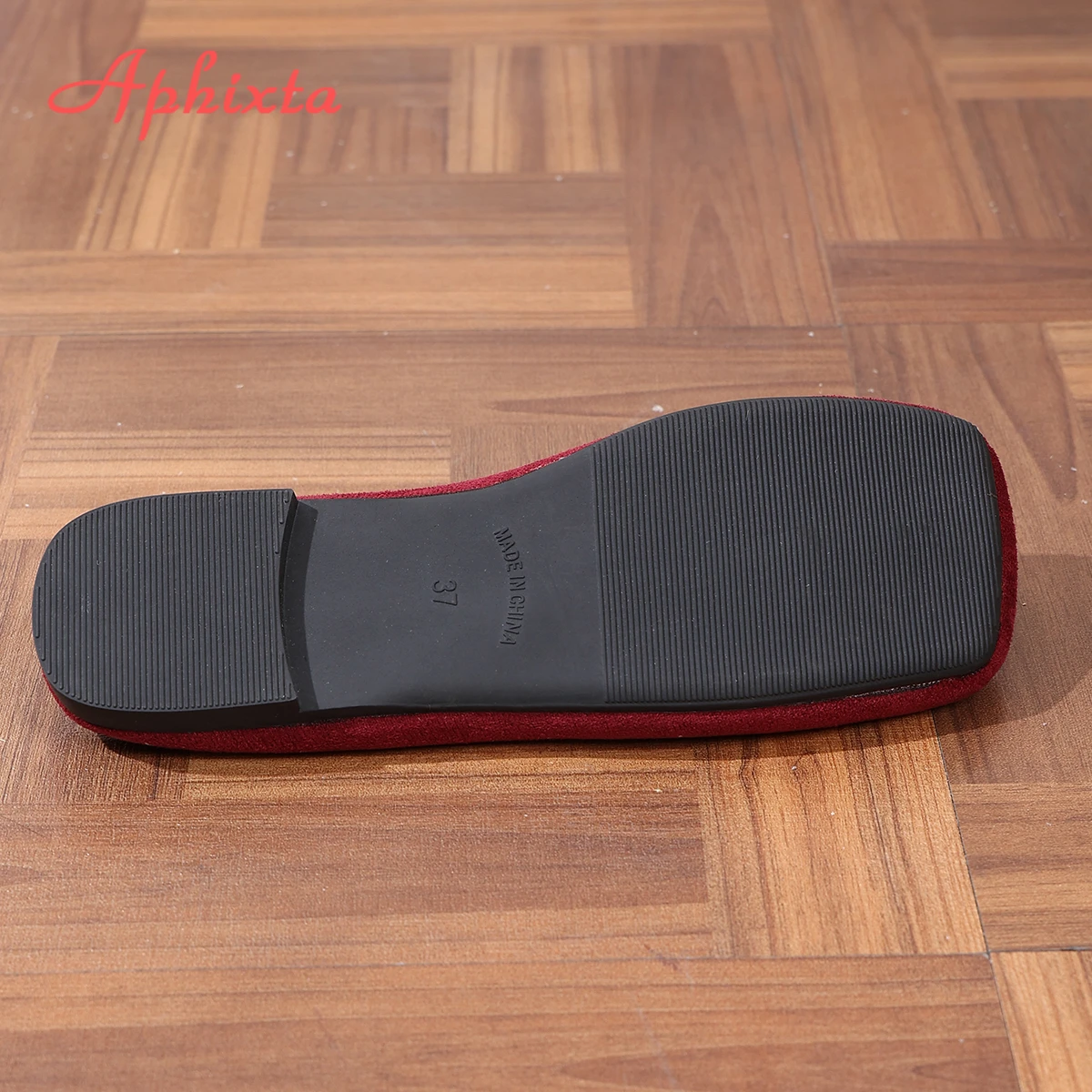 Aphixta 2025 Summer Flat With Slippers Square Toe Slip on Slides Women Sandals Angola Red Concise Mules Shoes Big Size 43 Slides