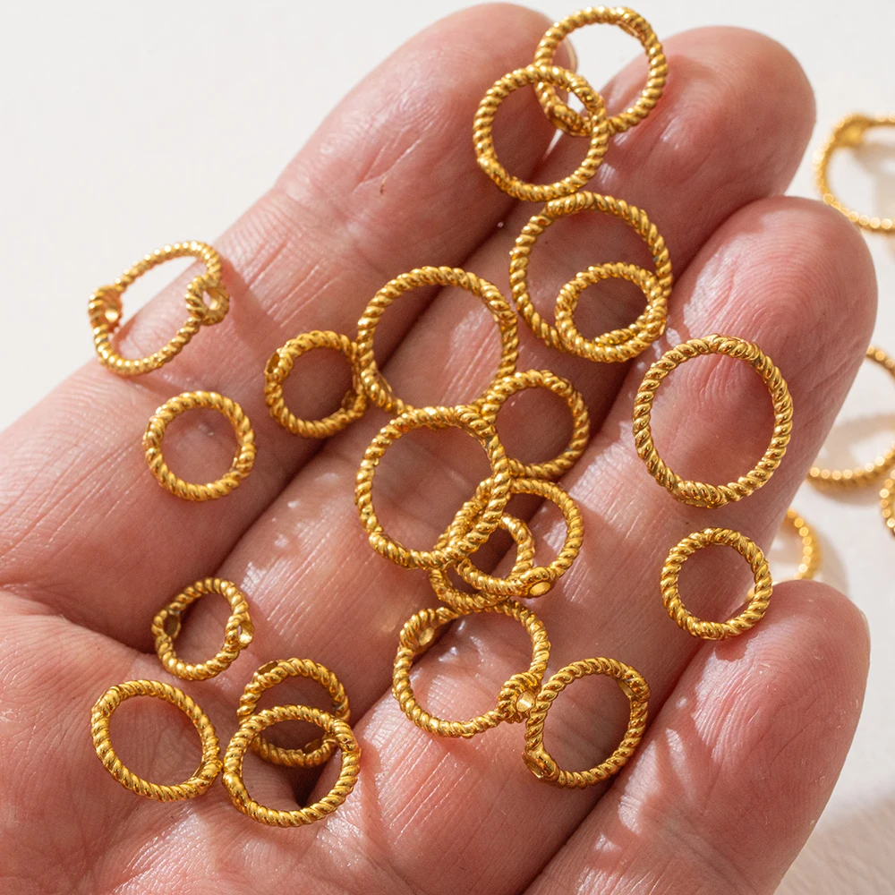 10 Stück 6 8 10mm Edelstahl Gedrehte Ringe Rahmenperlen Verbinder DIY Armbänder Ohrringe Schmuckherstellung Zubehör Bastelbedarf – Detail 5