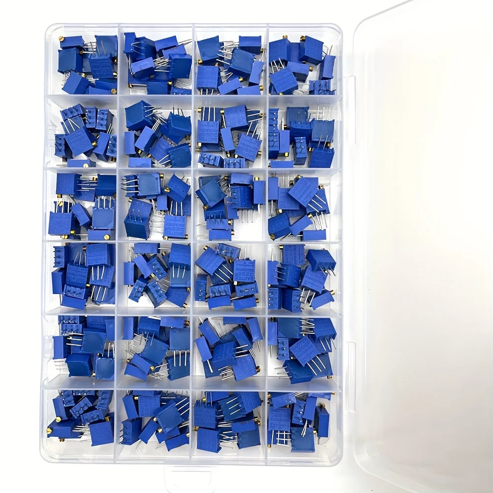 240Pcs 3296W 3296X (50R - 1M) 24 값 멀티턴 트리머 전위차계 키트 무료 상자가있는 고정밀 3296 가변 저항기